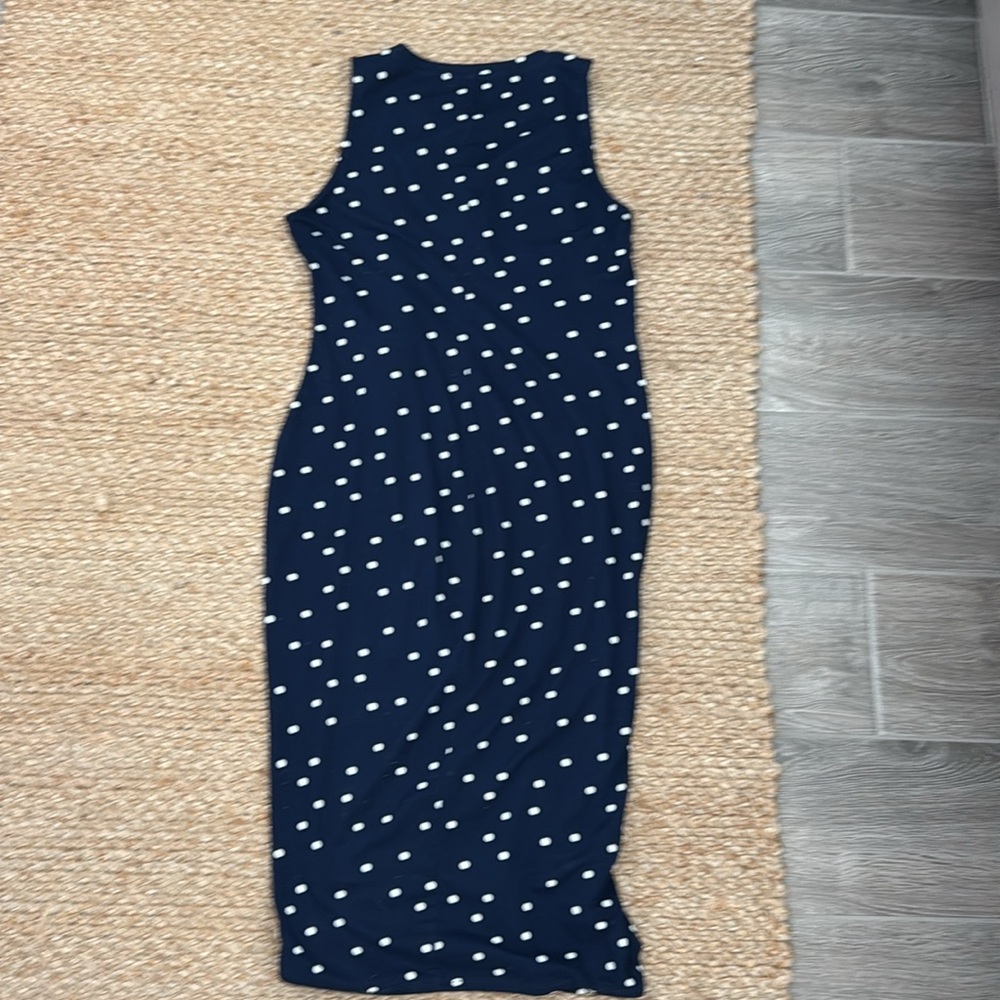 Navy Blue Polka Dot Dress, size L - Picture 6 of 7